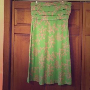 Strapless Green Coral reef Lilly Pulitzer dress